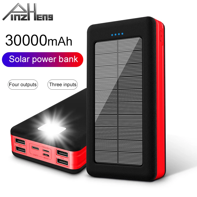 Внешний аккумулятор PINZHENG на солнечной батарее для Xiaomi Mi 30000 мАч|Внешние