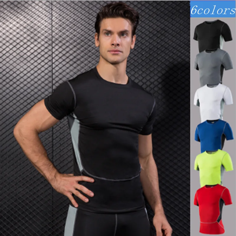 Новинка мужские футболки для бега компрессионный базовый слой быстросохнущий