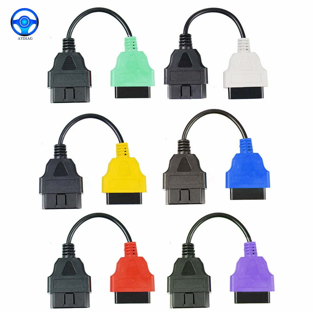 

6pcs Multi-Color OBD2 16Pin Cable Connector Bundle FiatECUScan Adapter Cable for Fiat Alfa Romeo/Lancia