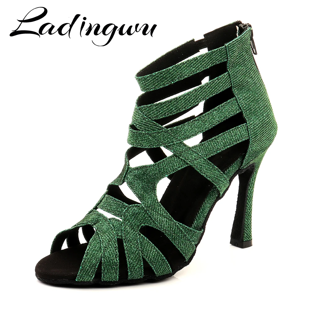 

Ladingwu Latin Dance Shoes For Women Ladies Girls 3 Colors Tango Ballroom Dancing Shoes Heeled 6-10cm Salsa Dance Boots