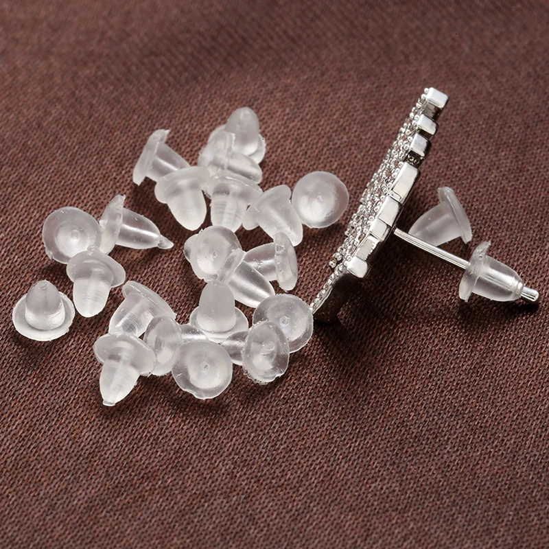 

300pcs Soft rubber Clear Earring Backs Stopper Blocked Caps Beads Post Nuts Plug jewelry Findings Accessories