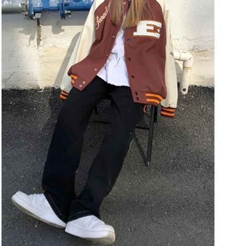 

Corduroy Coat Baseball Bomber Female Loose Men Women Couples Tops Harajuku Plus Size Streetwear Outerwear College Pu Fashion