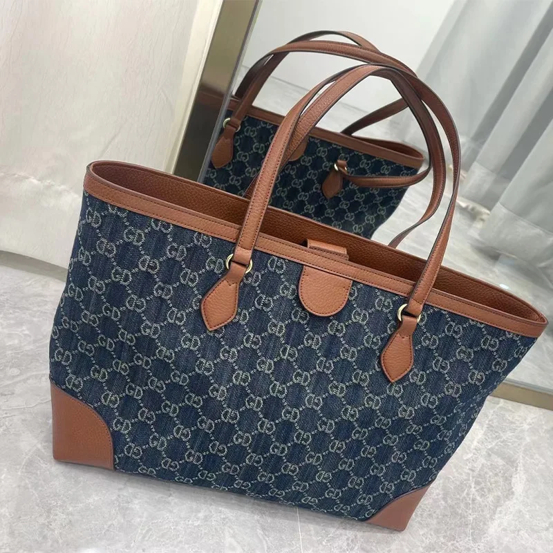 

2021 new shopping bag fashion retro denim with leather design designer handbags high quality luxury brand handbags