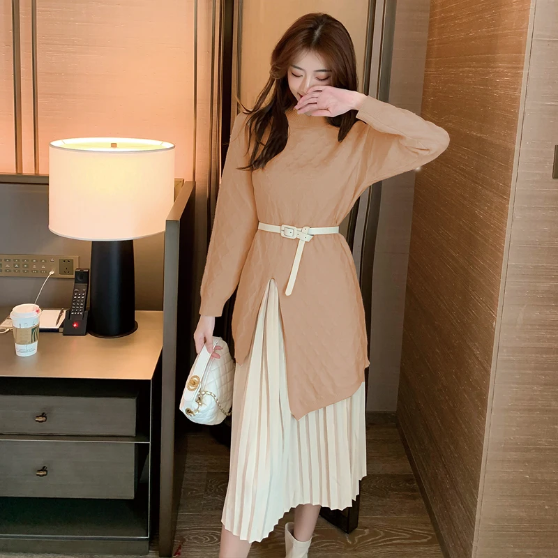 COIGARSAM вязаное женское цельное платье корейские новые платья оранжевые розовые