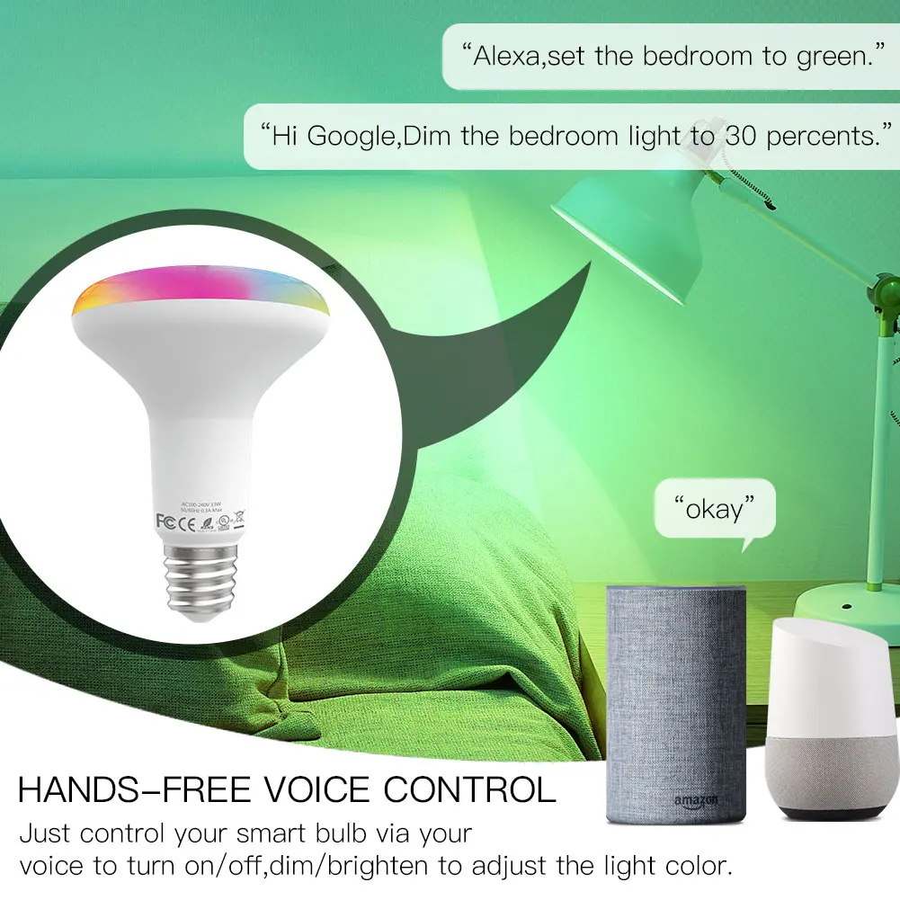 Умная светодиодсветильник лампа с Wi Fi регулируемой яркостью 13 Вт RGB C + W работает
