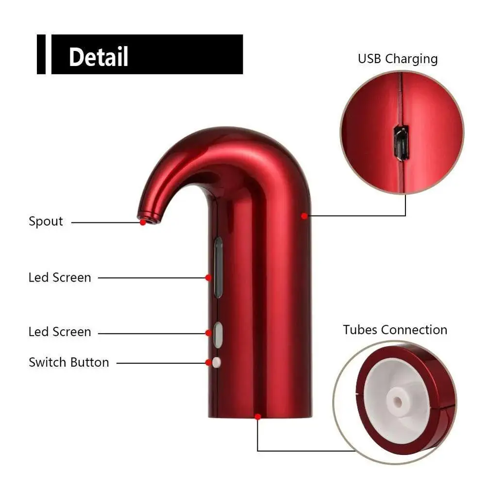 

Fast Red Wine Pourer One Automatic Electric Decanter Pourer Food Grade Wine Dispenser Kitchen Bar Accessory Tool