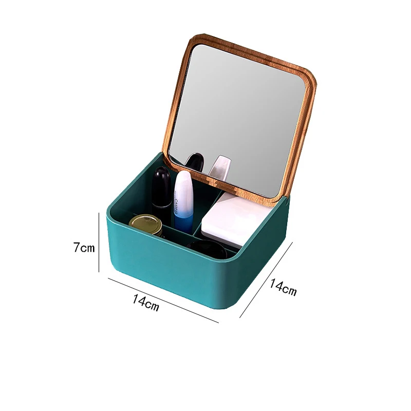 

COSTWAY New Makeup Mirror Cosmetic Portable Storage Box Single Side Cosmetic Mirrors Tabletop Bathroom Bedroom Travel For Women