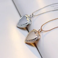 5 color women shiny small rhinestone heart pendant photo frame 2 locket necklace clavicle chain jewelry gift for girlfriend wife