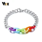 Vnox цепь цветов радуги браслеты для женщин мужчин Нержавеющая Сталь Ссылка запястье pulseira 8,07 дюйма ювелирные изделия