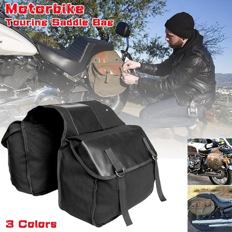 

Дорожная сумка-седло для мотоцикла, тяжелая сумка для хранения инструментов для езды на мотоцикле, водонепроницаемая холщовая кожаная вмес...