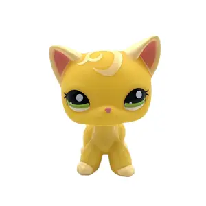 LPS редкая маленькая кошка для домашних животных, тропическая голова, игрушки стоят CAT #2194, старый оригинальный короткий котенок с зелеными глазами
