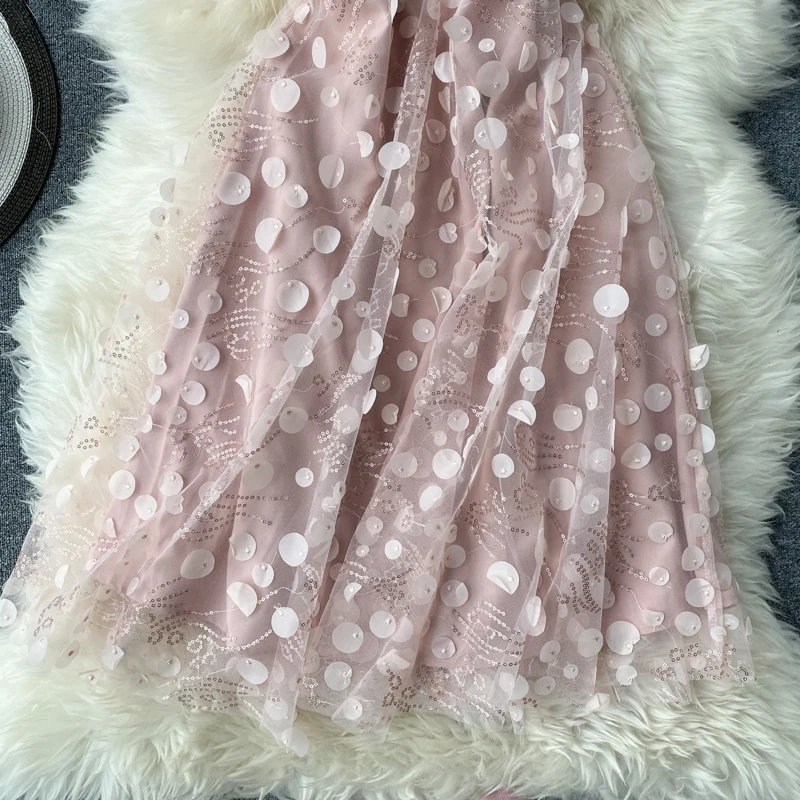 

Summer 2020 New Women Sexy V-Neck Backless Medium Long Slim Dress Fashion Woman Embroidery Sequin A-line Dress Party Dresses