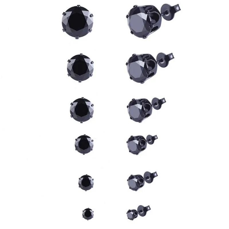 Пистолет 6 пар/лот модные мозаичные белые AAA CZ черные мужские серьги наборы