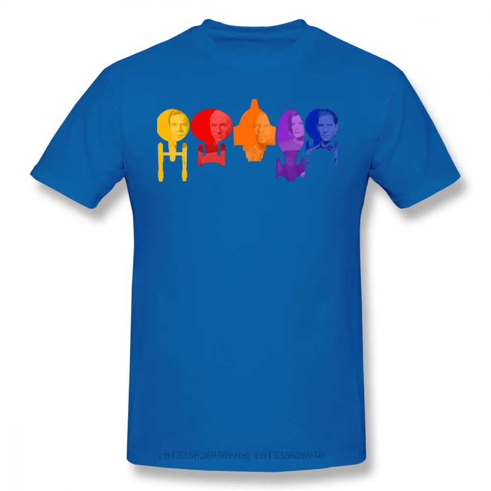 

Men Short Sleeve Star Trek Science FictionTV Series T-Shirt Rainbow Ship Captain Fill Pure Cotton Tees Harajuku TShirt