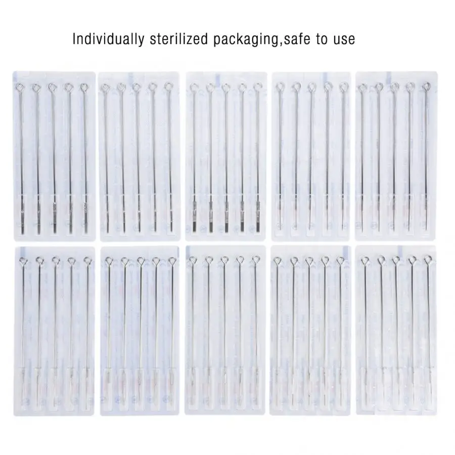 50 шт. Одноразовые стерилизованные тату-иглы из нержавеющей стали | Красота и