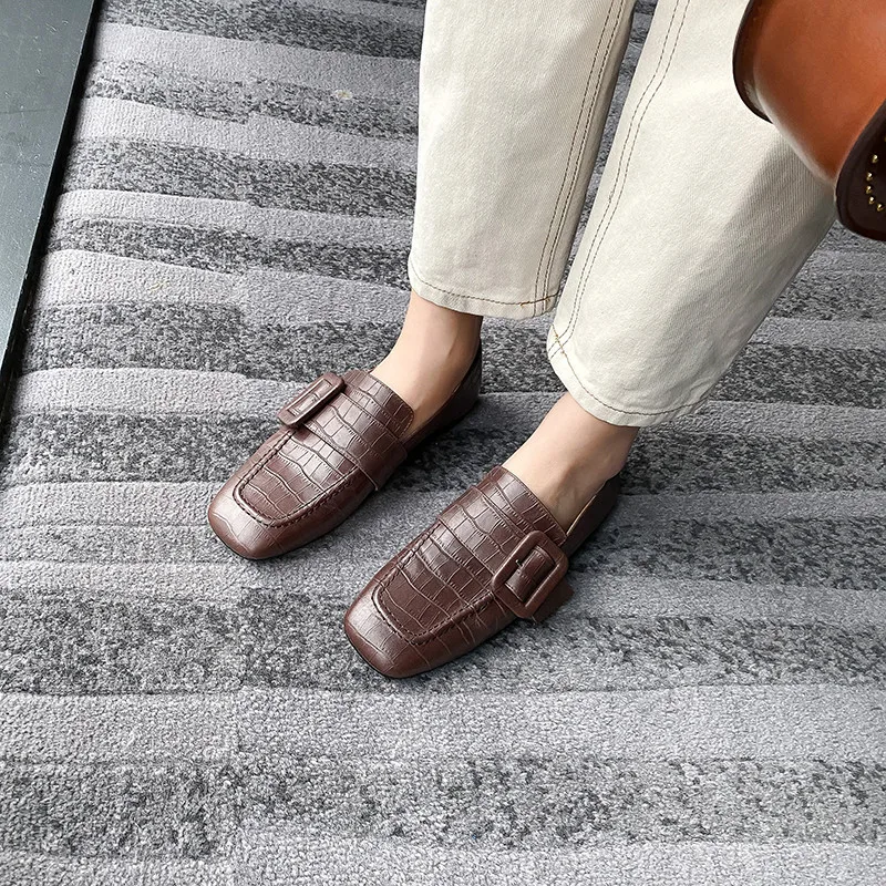 

MoonMeek 2020 hot sale women flat shoes buckle slip on spring summer single shoes square toe comfortable casual shoes woman