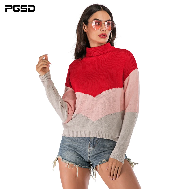 

PGSD New Autumn winter Coloured Turtleneck knitted women sweater Long Bat sleeve loose clothes female Warm soft Casual Pullover