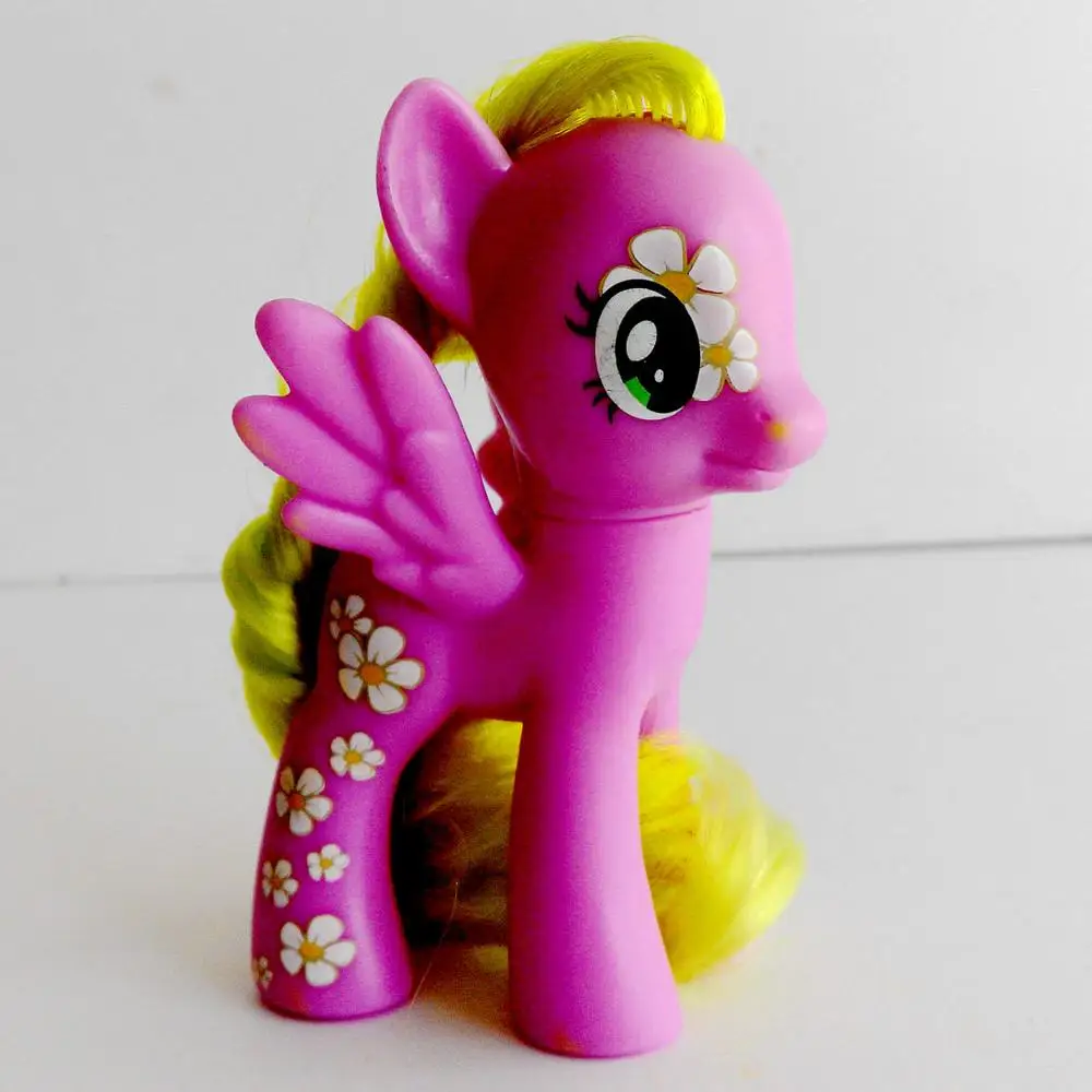 8 см милый ребенок пони пвх w/грива цветок пожелания маленькие фигурки лошадей