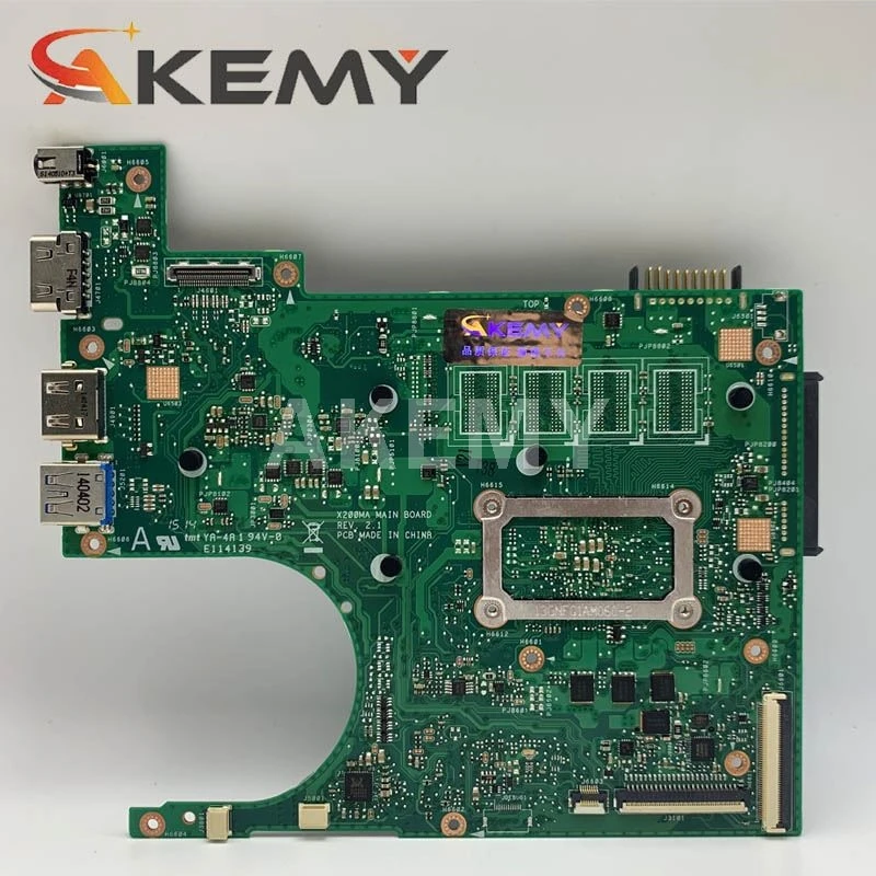 

Akemy X200MA Mainboard For Asus X200MA F200MA X200M F200M Laotop Motherboard W/ N2815 N2830 N2840 CPU 2G RAM