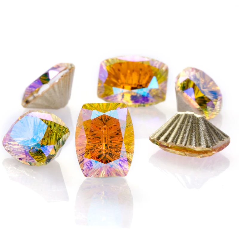 10x14 мм прямоугольная россыпь Стразы задний стеклянный Кристальный клей на ногтях