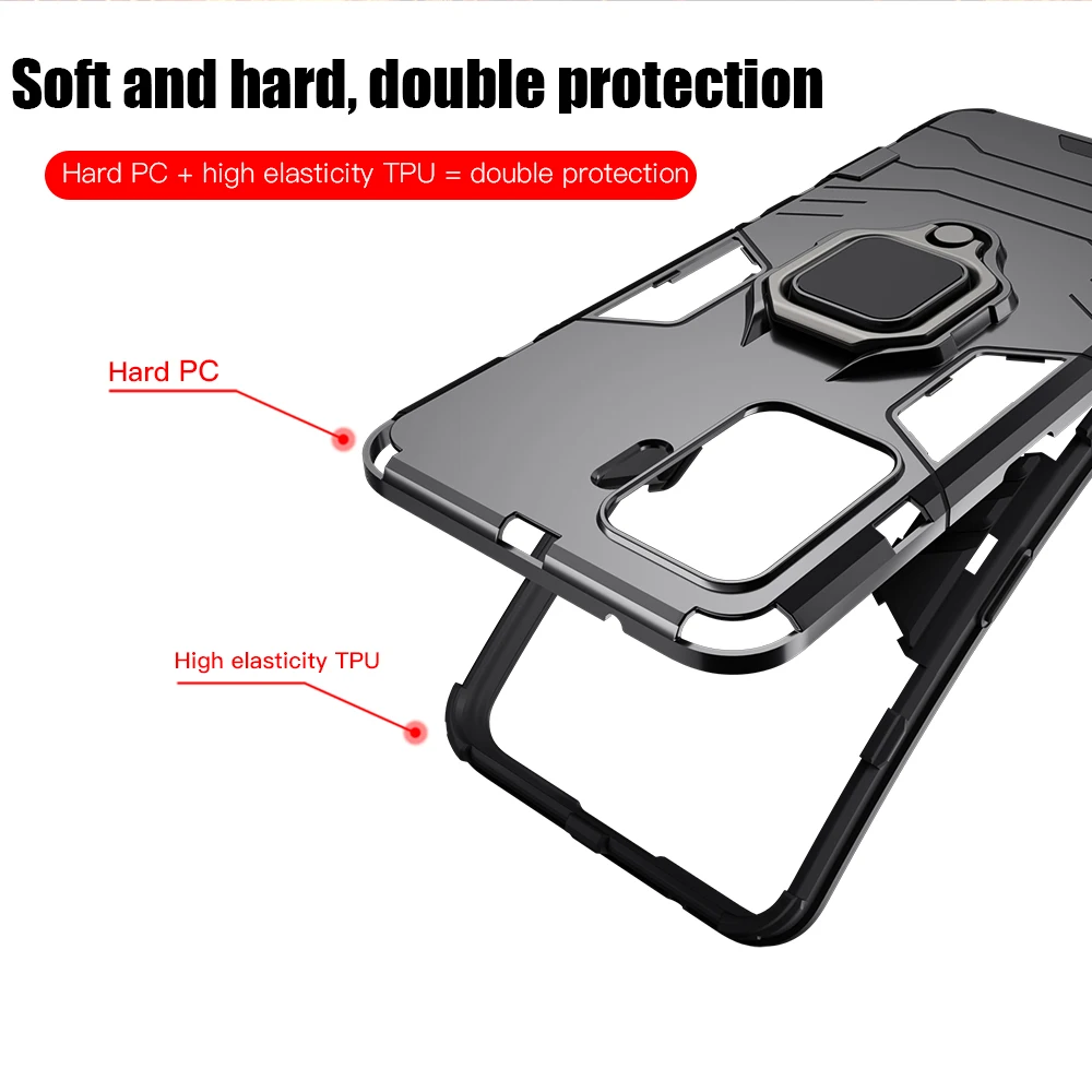 

Shockproof Armor Case for OPPO A94 A74 A54 A73 A93 5G F19 Ring Stand Phone Cover for Realme Narzo 30 Pro 30A 20 Pro 10
