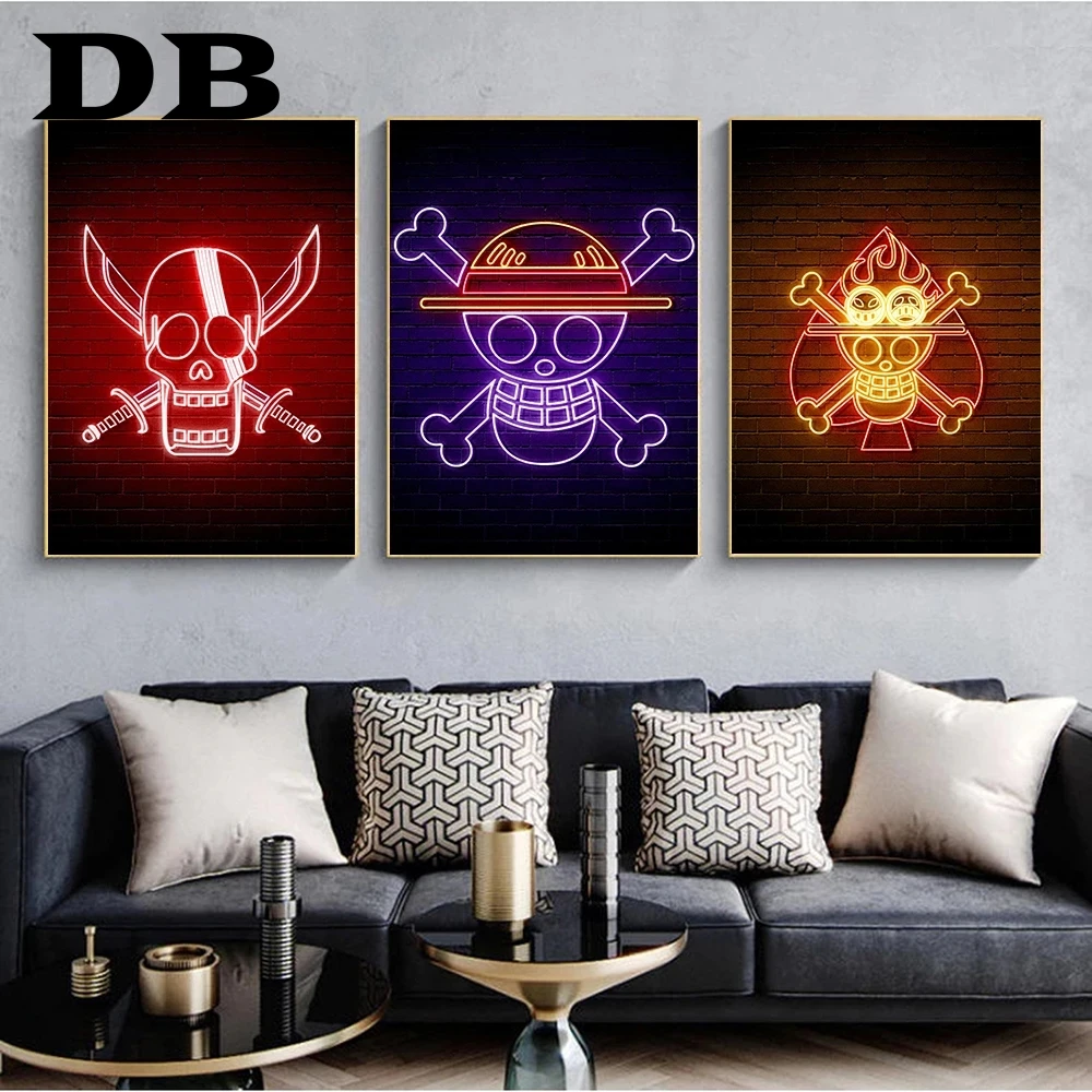 

Nordic High Definition Ace Skull Logo Canvas Painting Posters Prints Picture Anime Virtual Neon Wall Art Living Room Home Decor