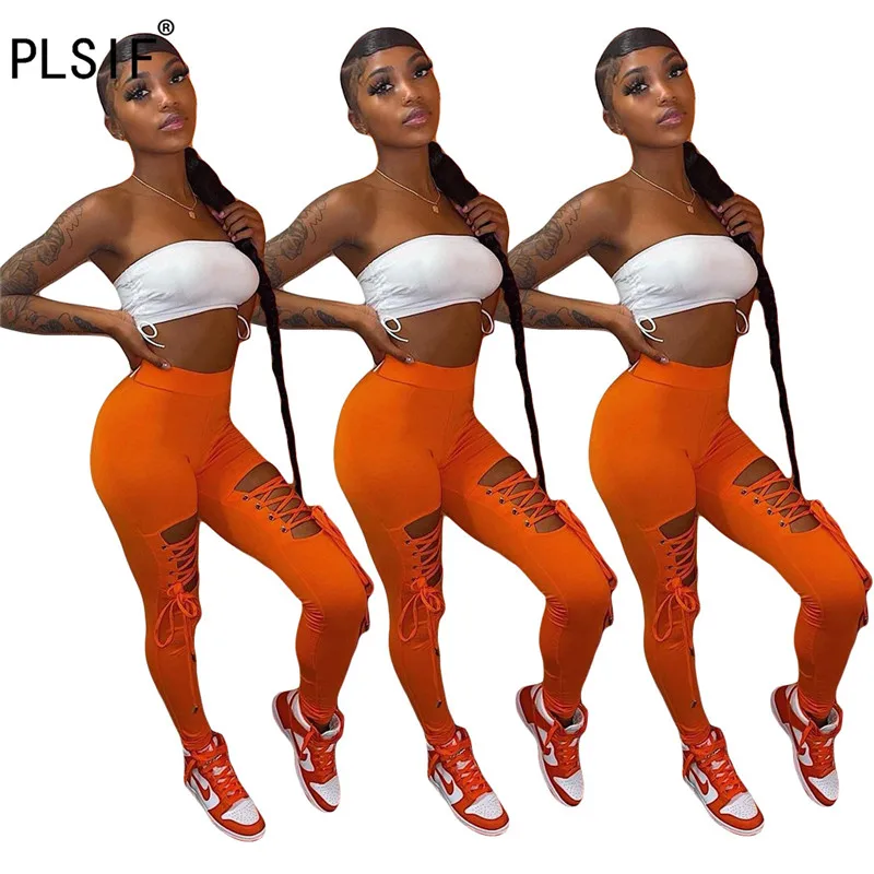 Женские леггинсы с эластичным поясом уличная мода тонкие однотонные Осенние |