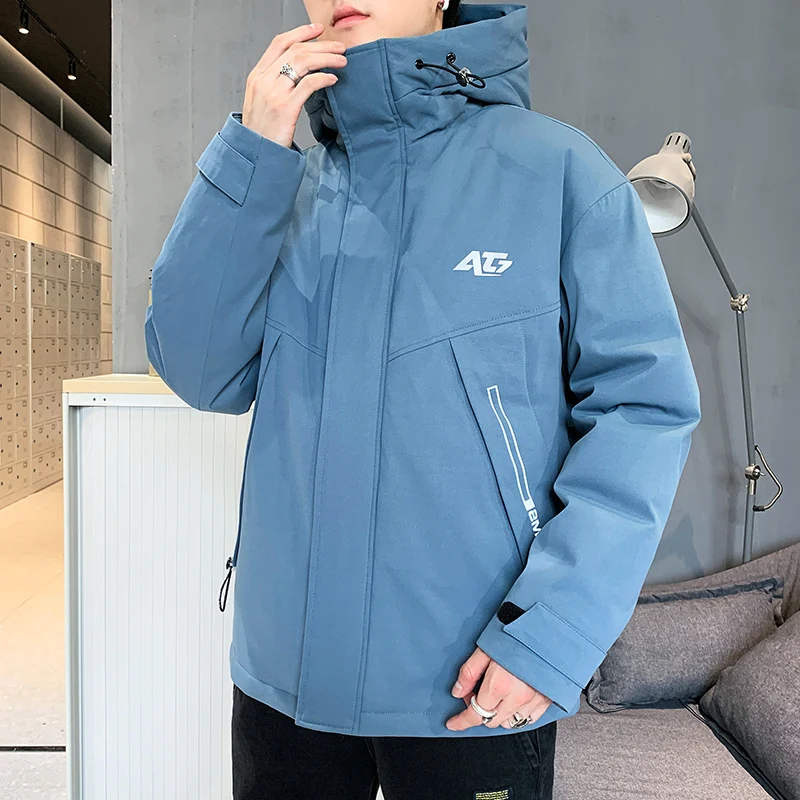 Winter Cotton Padded Coat 2021 Men's Warm Korean Fashion Casual Hooded Solid Jacket Men Hip Hop Waterproof Coats Male Drop Ship