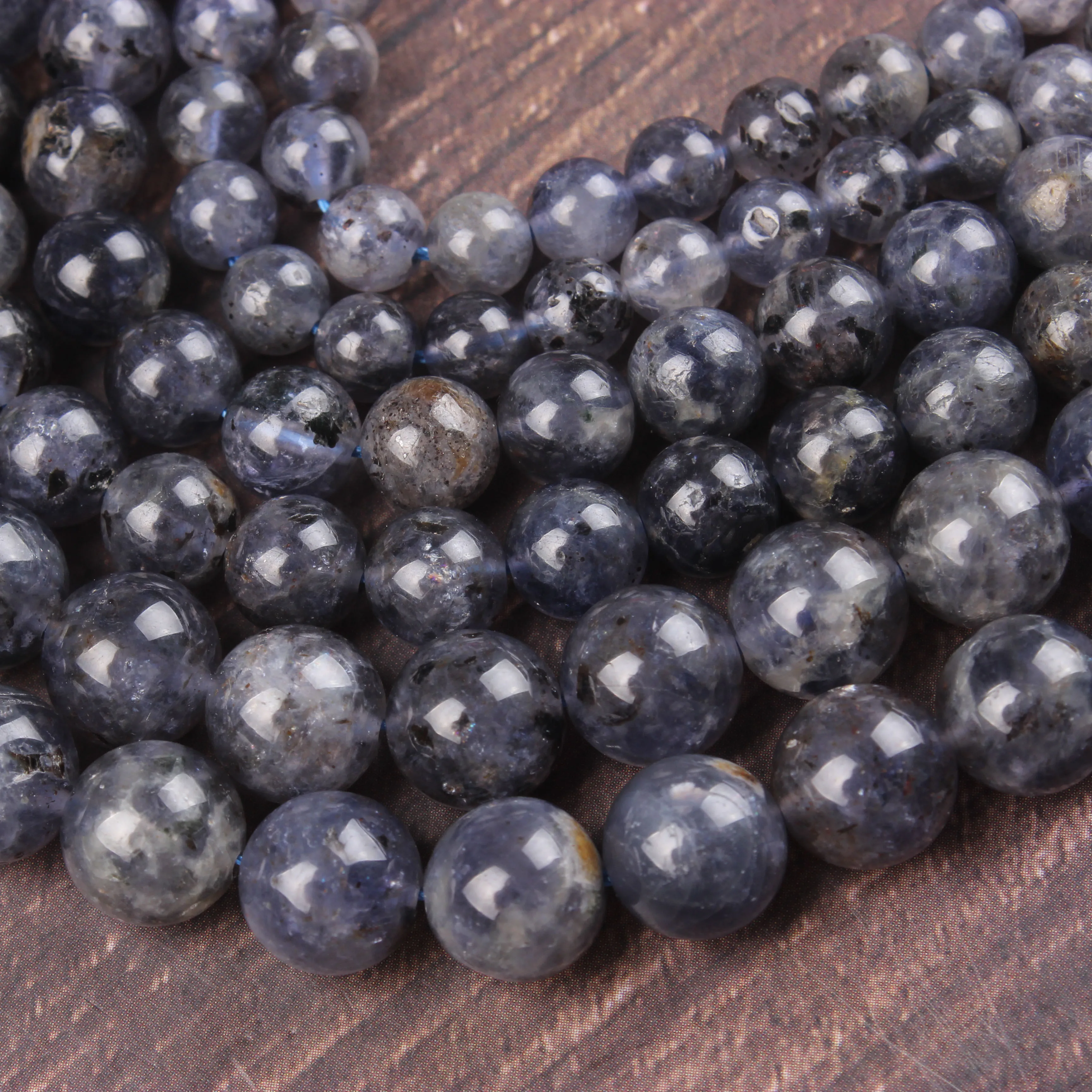 

6-10MM 5A Natural Cordierite Sri Lanka Energ Round Loose Spacer Stone Bead for Jewelry Making DIY Bracelet Accessories 15''