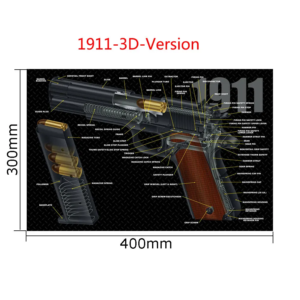 1911 3D Version AR15 AK47 Glock чистящий резиновый коврик с схемой деталей и инструкциями оружейный коврик для мыши Smith Colt 1911 - Цвет: 1911 3D Version