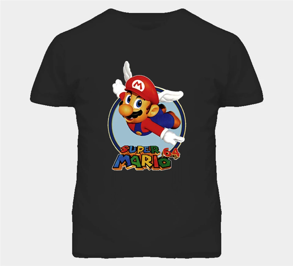 Футболка Super Mario N64 с видеоиграми Винтажная футболка графикой|Мужские футболки| |