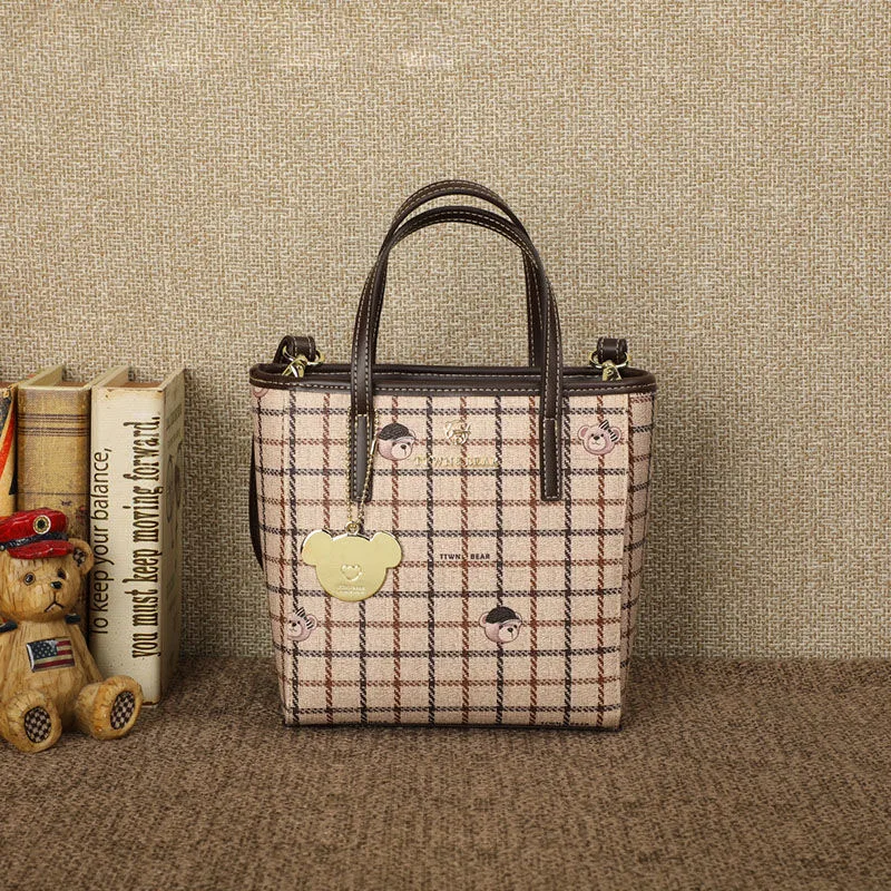 

Plaid portable tote bag female new British style large capacity messenger bag shopping bag