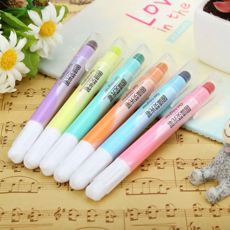 Маркер Желейный однотонный 6 шт. карамельных цветов фломастер гелевый восковой