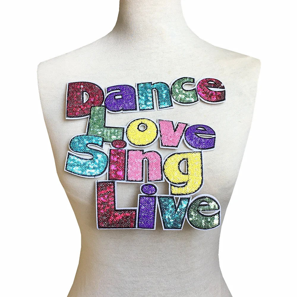 Патчи с блестками и надписями, наклейки с вышивкой, нашивки для одежды, нашивки для одежды 23x24 см AC1498 Патчи с блестками и надписями, наклейки с вышивкой, нашивки для одежды, нашивки для одежды 23x24 см AC1498