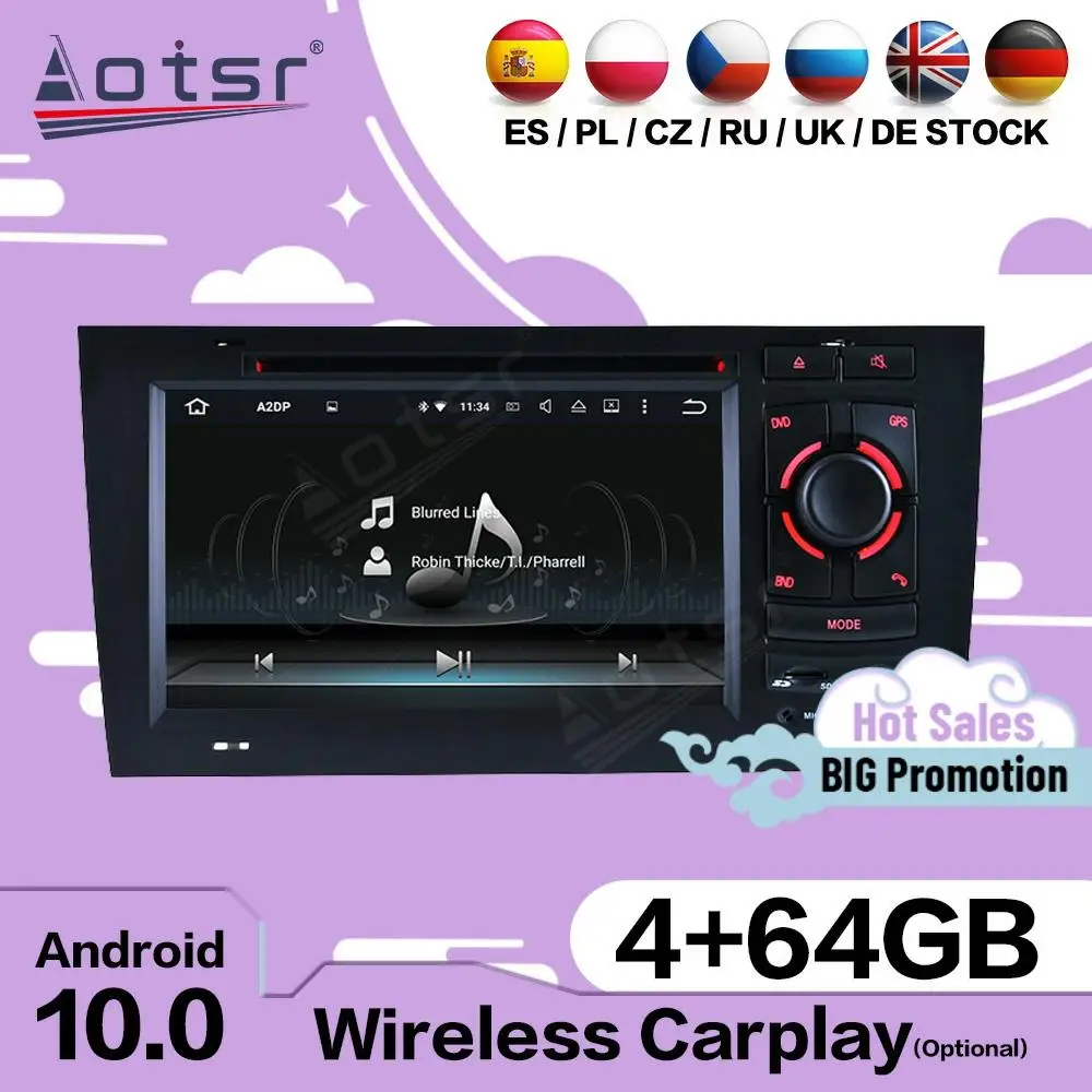 

Carplay Multimedia Stereo Android 10 For Audi A6 1997 1998 1999 2000 2001 2002 2003 2004 Car GPS Audio Radio Receiver Head Unit
