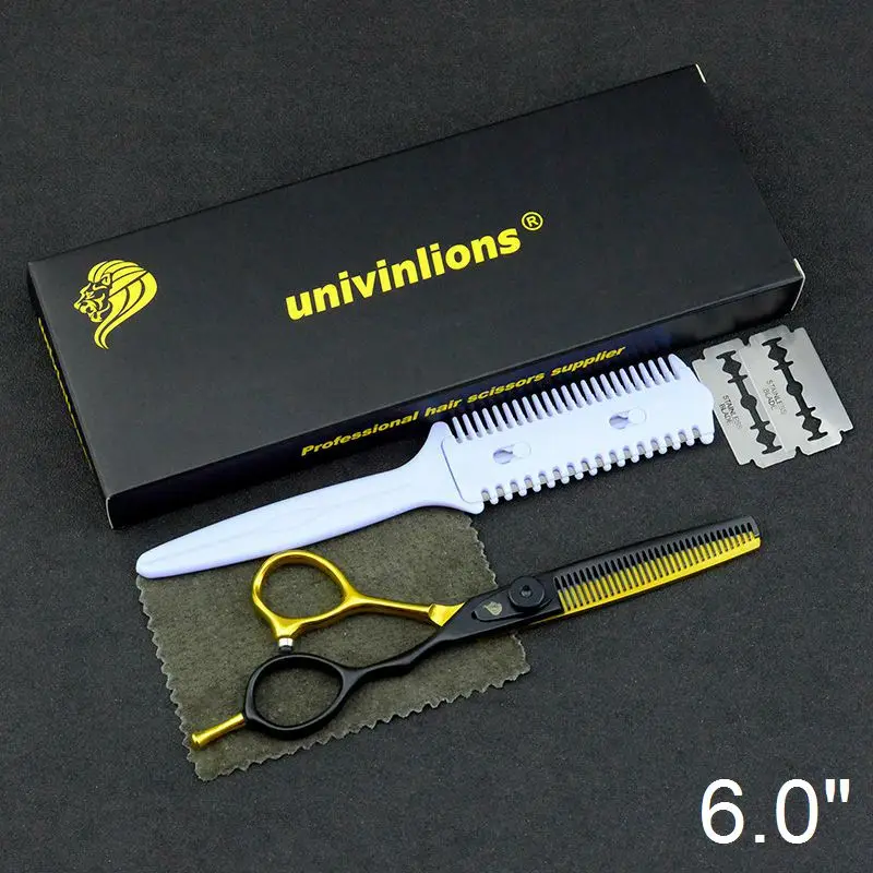 6025A60-Thinning 5,5/6,0 Профессиональные Японские Стальные Парикмахерские ножницы парикмахерские ножницы набор парикмахерских бритв Горячая Парикмахерская стилист набор ножниц - Цвет: 6025A60-Thinning