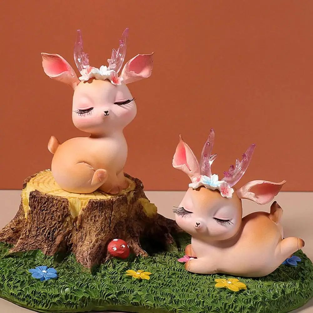 Полимерная статуя оленя настольная милая Спящая детская статуэтка мини 3D олень