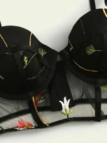 Женский кружевной бюстгальтер пуш-ап с цветочной вышивкой | Женская одежда