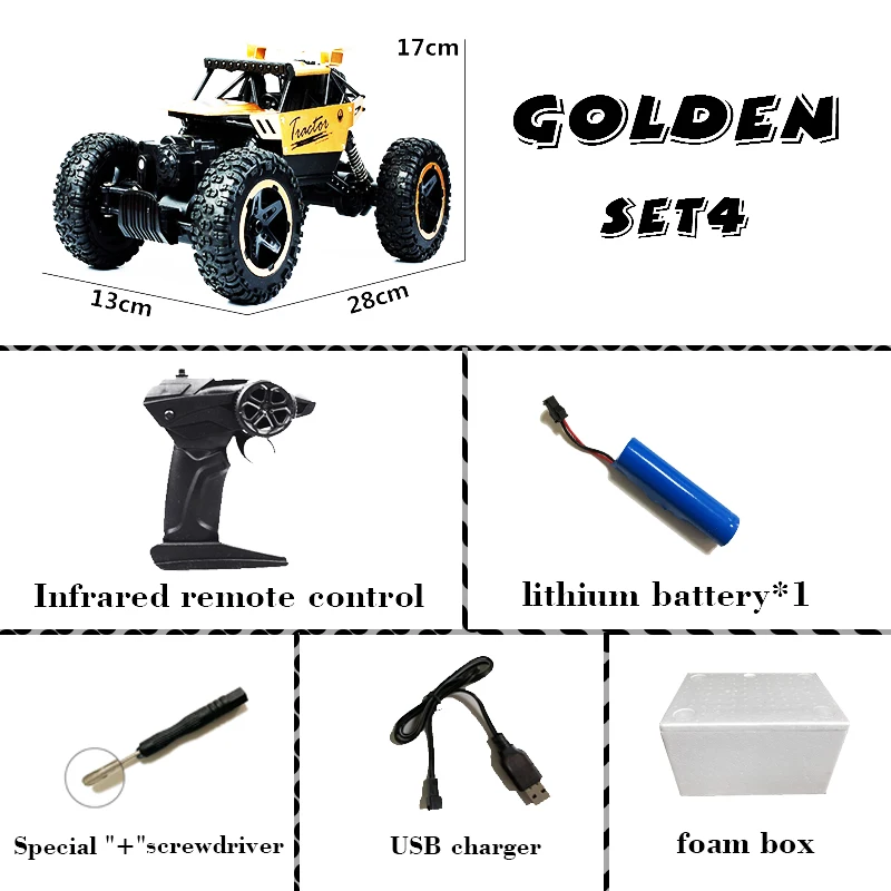 golden 28 cm 1:18 4wd Радиоуправляемая машина обновленная версия 2,4G Радиоуправляемая машинка с дистанционным управлением игрушки багги грузовики внедорожные Грузовики Игрушки для детей подарок - Цвет: golden 28 cm