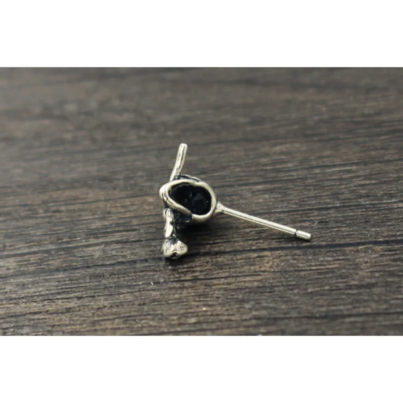 Настоящее серебро 925 пробы серьги в виде черепа с розами рот готические шпильки