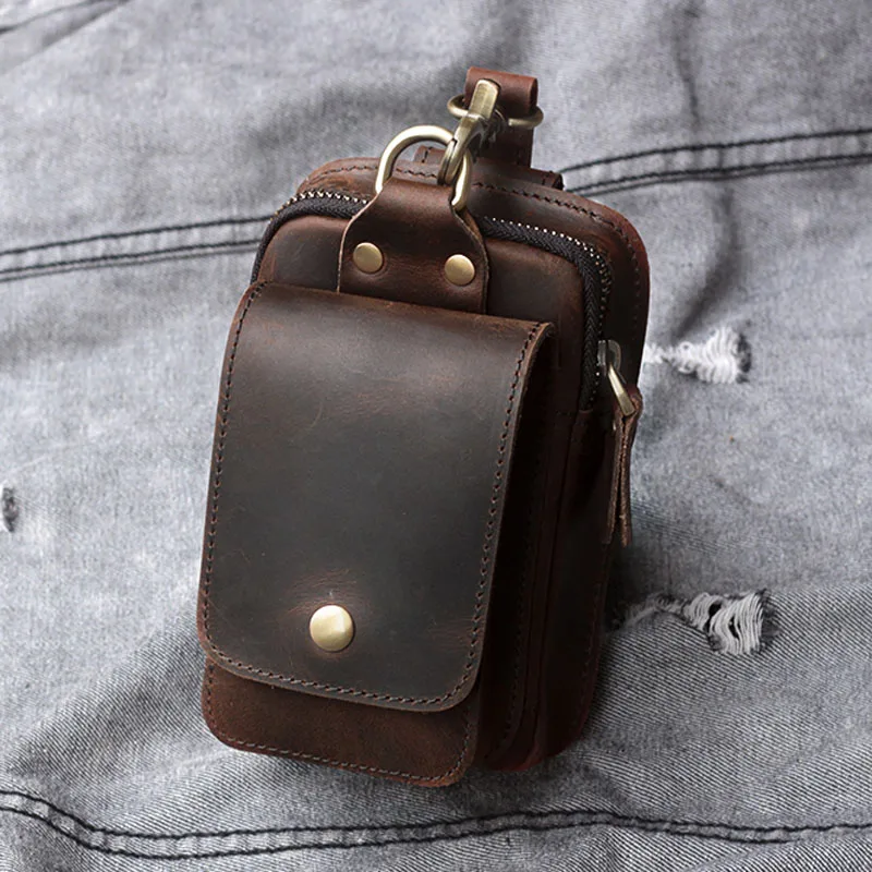 Новая простая поясная сумка из натуральной кожи для мужчин кошелек воловьей Crazy Horse с отделениями наличных в