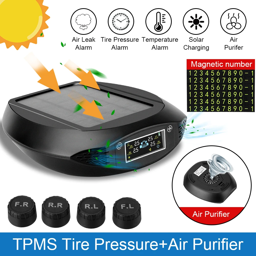 

2 in 1 Air Purifier Car Tire Pressure Monitoring System Internal/External Sensors LCD Display