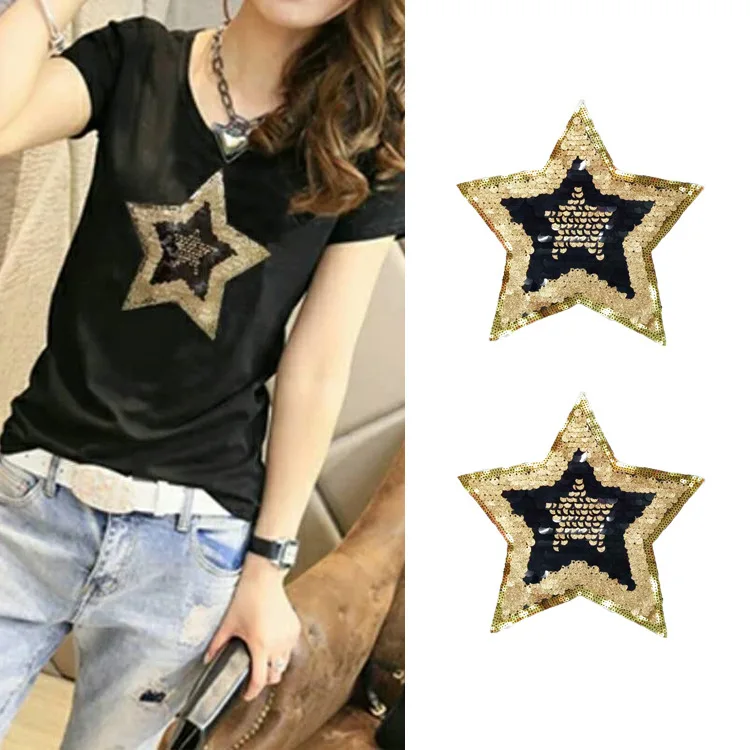 

Clothing accessories new fashion five-pointed star sequin mesh embroidered beads diy cloth explosions trend