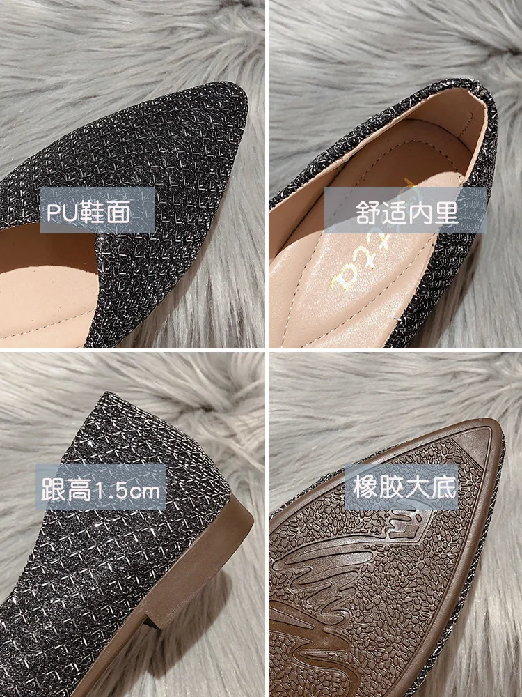 

Shoes Woman Flats Modis Autumn Casual Female Sneakers Shallow Mouth Slip-on Pointed Toe All-Match Elegant Dress 2021 Moccasin Fa