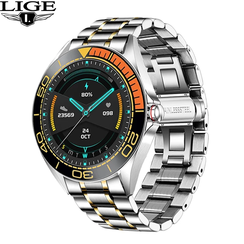 

LIGE 2021 Men Smart watch Waterproof Sport Heart Rate Blood Pressure Pedometer Sleep Information Reminder Bluetooth smart watch