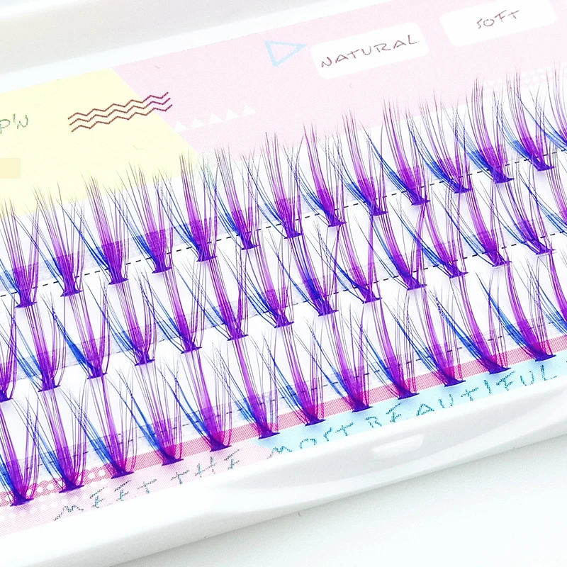 Фиолетовые ресницы для наращивания толстые реалистичные цветные накладные 20P