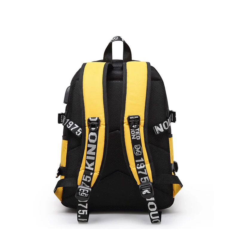 fashion USB Stitching backpack Canvas Laptop bag Charge Women Student Backpacks mochila feminina Teenagers Schoolbags