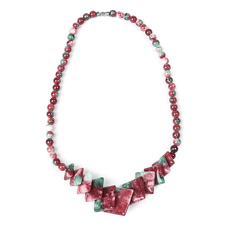 Смешивание цветов Халцедон Круглый 6-20 мм бусины квадратный кулон ожерелье