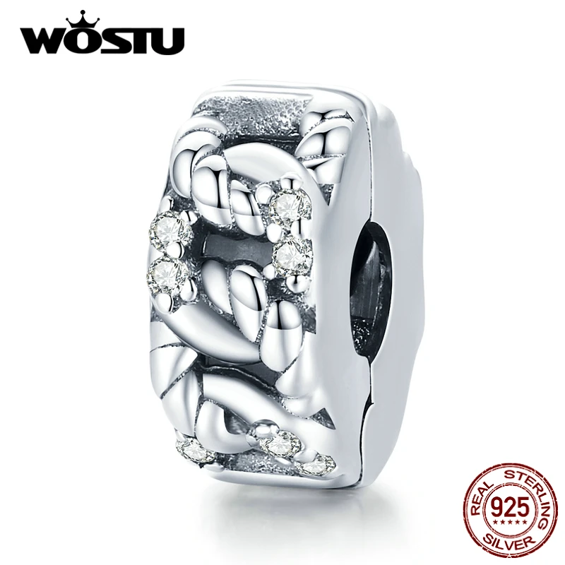 

WOSTU 925 Sterling Silver Chain Clip Dangle Charms Bead Fit Original Bracelet Necklace DIY Jewelry CQC1937