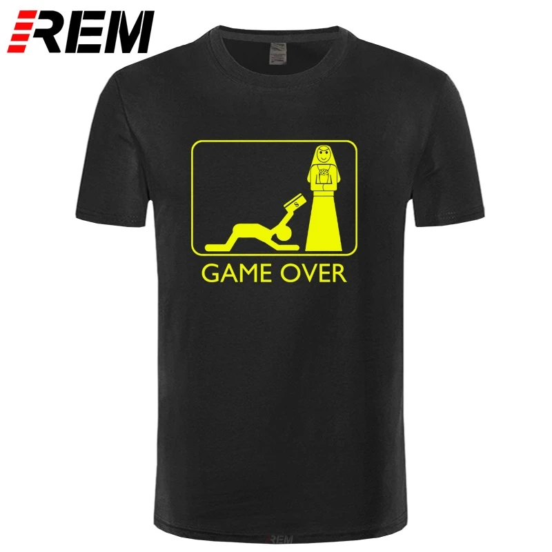 Футболка REM Fun мужская с принтом мужа и жены хлопок короткий рукав Повседневная